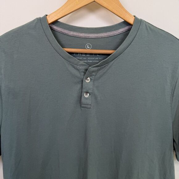 Free Fly Henley Shirt Men Large Green Button Bamboo Stretch Fishing Heritage - Picture 2 of 9
